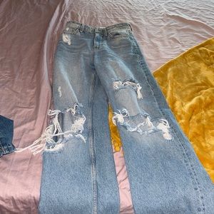 Zara straight wide leg jeans